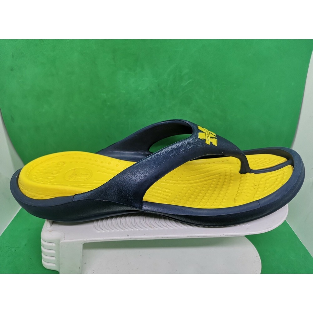 Crocs Modi Michigan Flip Sandals Super Cushy Blue Yellow Size 10 - Picture 5 of 11